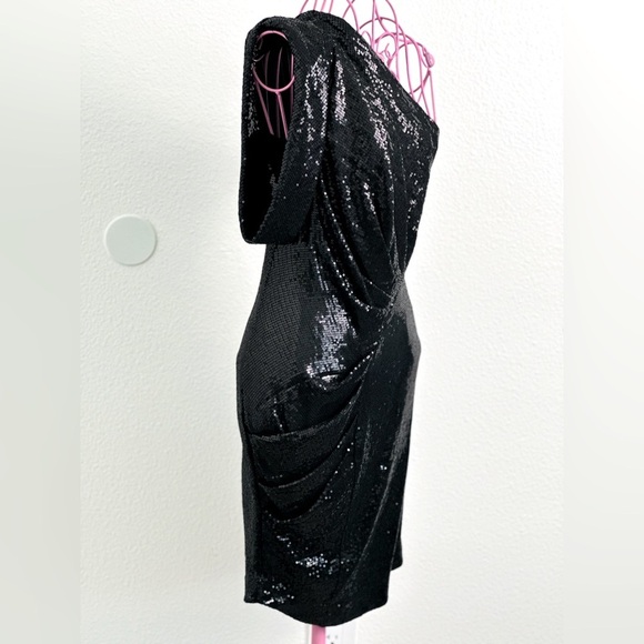 Anthropologie Eva Franco Sequin One-Shoulder Cocktail Mini Dress Size 0 - Picture 2 of 10